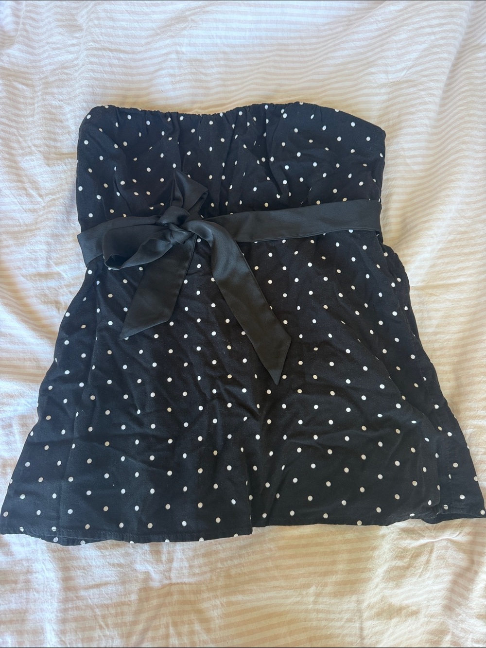 Hollister Black Strapless Polka Dot Dress with White Dots - Picture 1 of 4